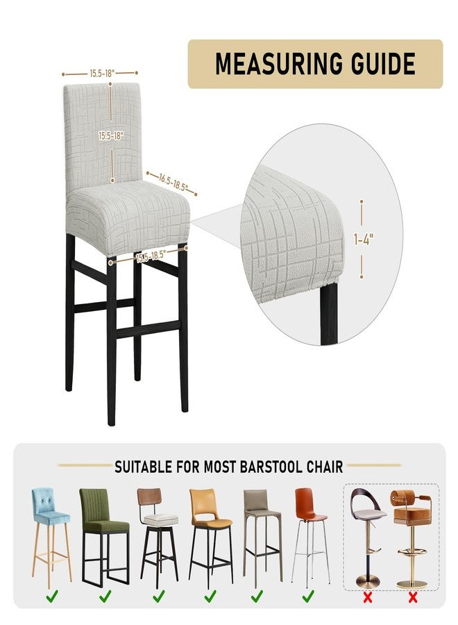 JIUZHEN أغطية كراسي بار جيوتشن، 4 قطع، قابلة للتمدد، غطاء كرسي مرتفع مع مساند ظهر، غطاء مخملي قابل للغسل، مناسب للمطاعم والحانات، غطاء كرسي بار قابل للإزالة، مقاوم للماء، رمادي فاتح - Image 2